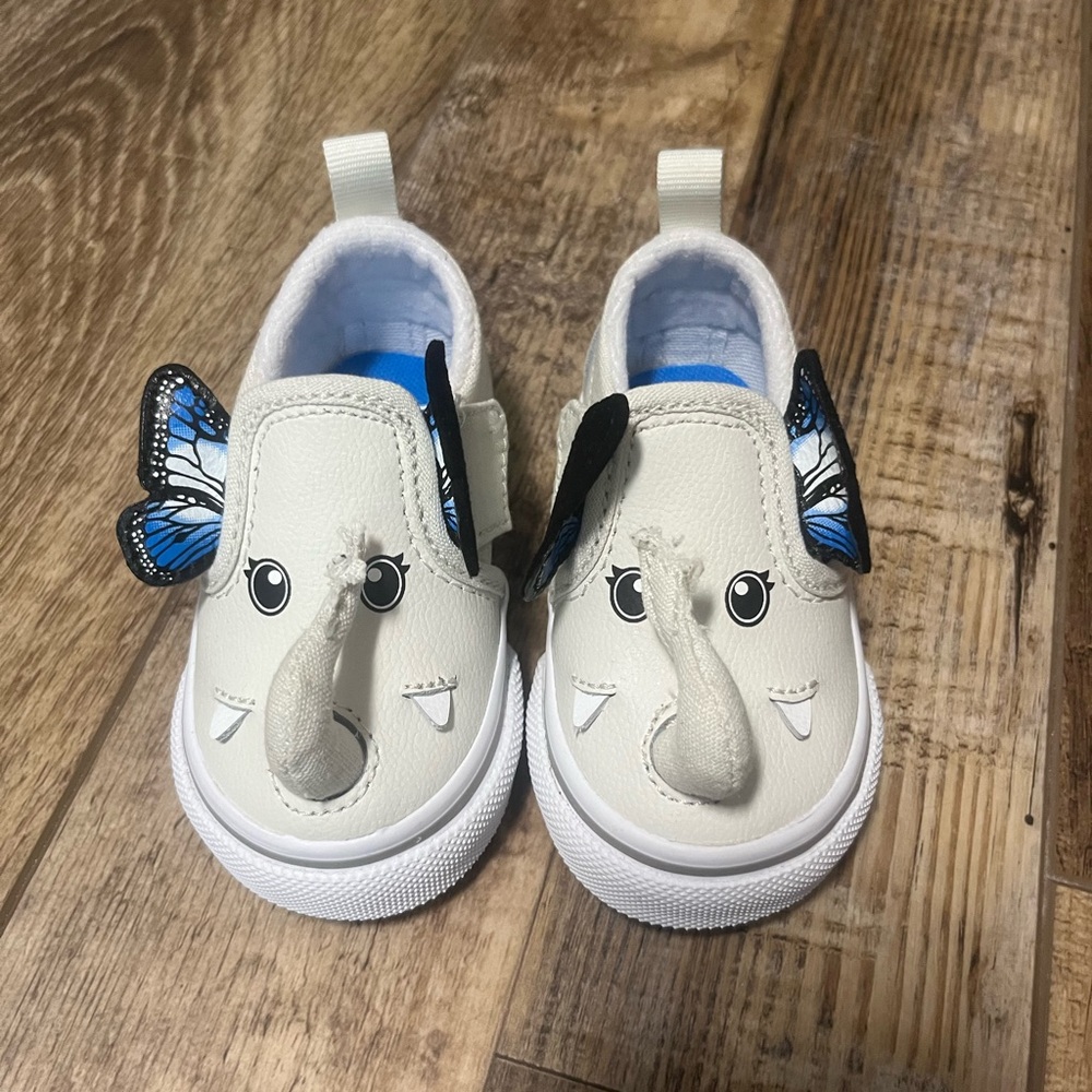 Elephant-Themed Kids Vans with Blue Accents
